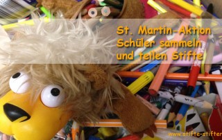 Schüler sammeln und teilen Stifte zu St. Martin